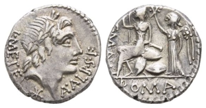 C. Poblicius Malleolus, A. Postumius Sp. f. Albinus and L. Metellus AR Denarius.