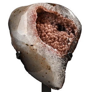 Pink Quartz Crystal Geode Display