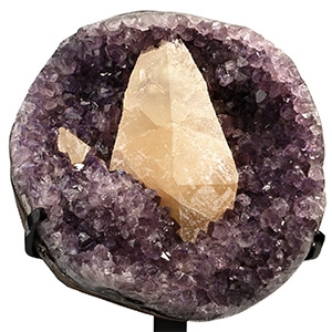 Amethyst Crystal Display with Calcite