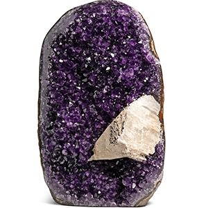 Polished Amethyst Crystal Display with Calcite