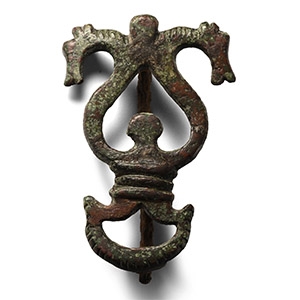 Roman Bronze Double Horse-Headed Brooch