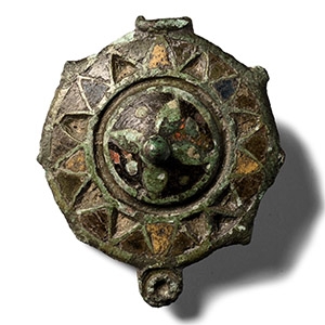 Roman Enamelled Bronze Umbonate Plate Brooch