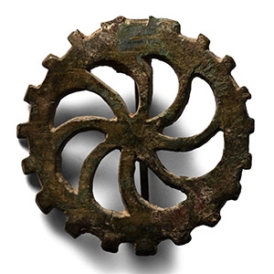 Roman Bronze Sun Wheel Plate Brooch