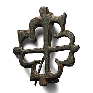 Roman Bronze Axe Wheel Plate Brooch