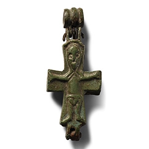 Byzantine Bronze Reliquary Cross Pendant
