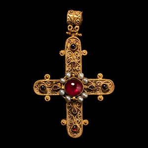 Gold Reliquary Cross Pendant