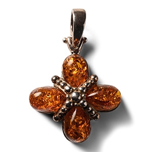 Silver and Amber Cross Pendant