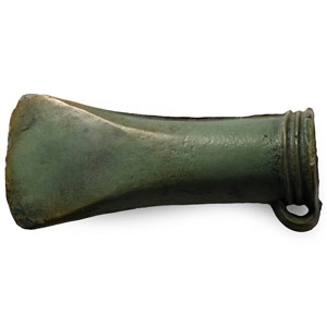 Large Bronze Age Decorated Looped and Socketted Axehead