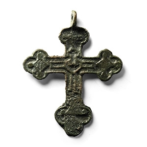 Eastern European Orthodox Bronze Cross Pendant