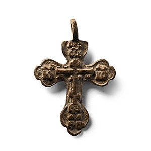 Eastern European Orthodox Bronze Cross Pendant