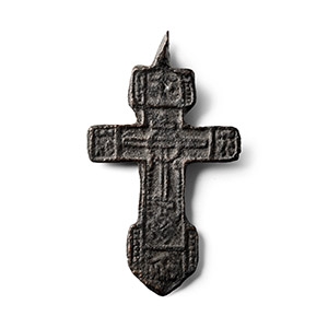 Eastern European Orthodox Bronze Cross Pendant