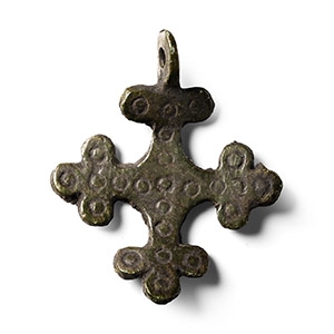Byzantine Bronze Reliquary Cross Pendant