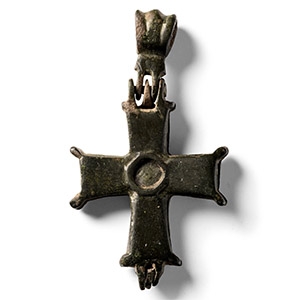 Byzantine Bronze Reliquary Cross Pendant