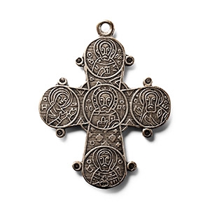 Russian Orthodox White Metal Cross Pendant