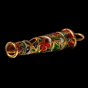 Enamelled Gold Hawking Whistle