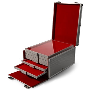Eight Lindner Collector Trays in Aluminium Carry Case with Keys