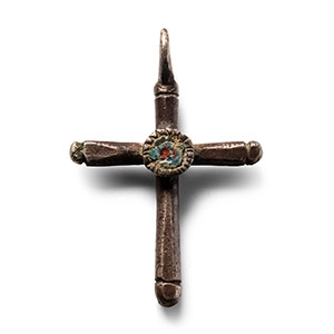 Byzantine Silver Cross Pendant with Enamel