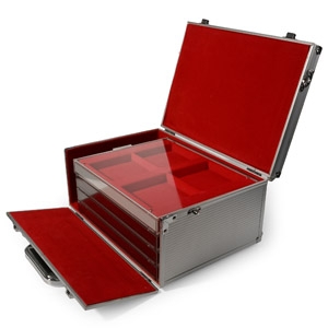 Four Lindner Collector Trays in Aluminium Carry Case with Keys