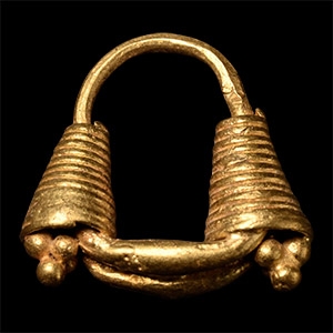 Assyrian Gold Earring with Double Twisted Wires