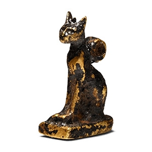 Egyptian Gold Bastet Seated Cat Amulet