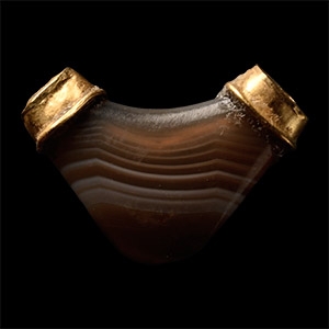 Achaemenid Banded Agate Bead with Gold Caps