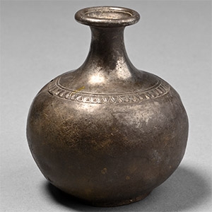 Roman or Gandharan Decorated Silver Aryballos