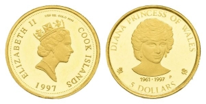 Cook Islands. Elizabeth II AV 5 Dollars.