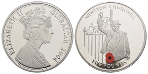 Gibraltar. Windsor, Elizabeth II AR Five Pounds.