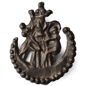 Medieval Thames Pewter Pilgrims Badge with Virgin & Child within Crescent Moon