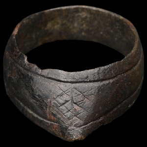 Byzantine Decorated Bronze Archers Thumb Ring