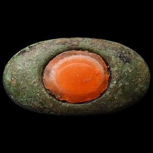 Roman Bronze Ring with Carnelian Gemstone