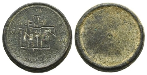 Byzantine Circular AE Coin Weight of 3 Nomismata.