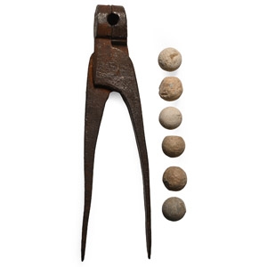 Iron Musket Ball Scissor Mould and Musket Balls