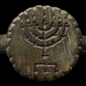 Judaic Bronze Ring with Menorah