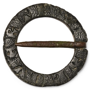 Medieval Bronze Inscribed Ring Brooch