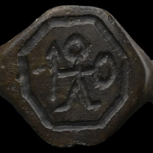European Dark Age Bronze Ring with Warrior
