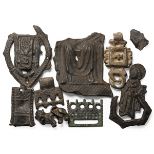Medieval Pewter and Bronze Pilgrim Badge Fragment Group