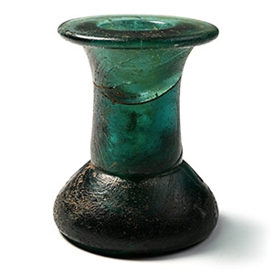 Western Asiatic Emerald Green Glass Cotton-Reel Vase