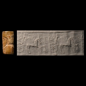 Western Asiatic Bone Cylinder Seal with Chariot