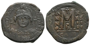 Justinian I AE 40 Nummi or Follis.