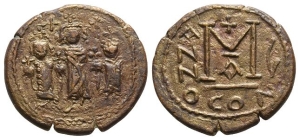 Heraclius, with Martina and Heraclius Constantine AE 40 Nummi or Follis.