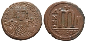 Maurice Tiberius AE 40 Nummi or Follis.