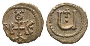 Maurice Tiberius AE 5 Nummi or Pentanummium.