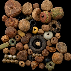 Anglo-Saxon Glass and Amber Necklace Bead Group