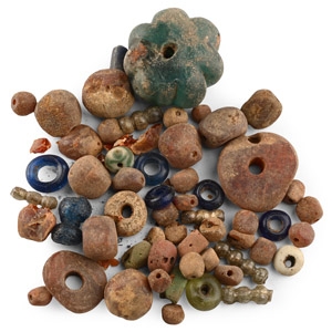 Anglo-Saxon Glass and Amber Necklace Bead Group