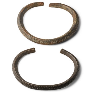 Viking Stamped Bronze Bracelet Pair
