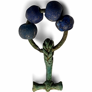 Pre-Viking Bronze Ring with Thors Hammer and Beads