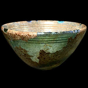 Hellenistic Iridescent Pale Aqua Glass Bowl