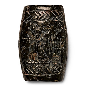 Assyrian Green Serpentine Amulet with Worshippers
