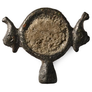 Romano-British Silver Bronze Plate Brooch with Dolphins